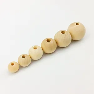 안전하고 자연적인 아기 Teether 구슬 12mm 18mm 20mm 둥근 나무 구슬