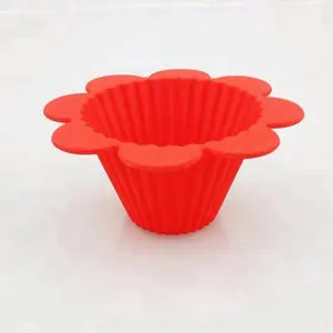 Food Grade BPA Tanpa Lengket Berwarna Mini Pot Bunga Silikon Cetakan Kue/Silikon Bentuk Bunga Cangkir Panggang Dalam Berbagai Warna