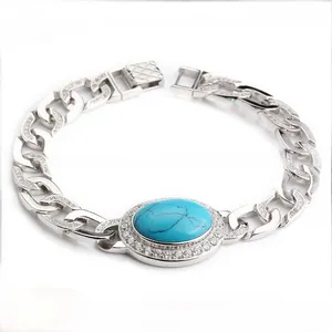 Women fashion accessories jewellery 925 silver bracelets artificial jewelry with turquoise stone