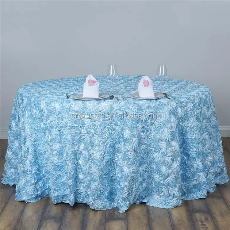 Elegant Custom Banquet Rosette Satin Table Cloth Round Table Cover
