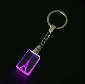 Customize 3D Laser Crystal Picture Engraved Key Chain For Personalized Gifts