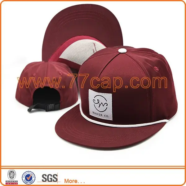 Ajustable etiquetas tejidas personalizadas Snap back Cap con la cuerda