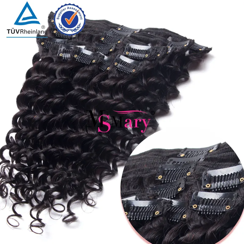 Best Quality 100% Remy Human Hair Jerry Curl Peruvian Clip In Hair Extensions For African American