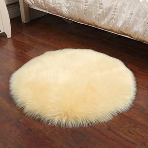 Genuine Sheepskin Round <strong>Rug</strong> Soft Natural Wool Fur Area <strong>Rug</strong> for <strong>Bedroom</strong> Living Room Decor - Product Image 1