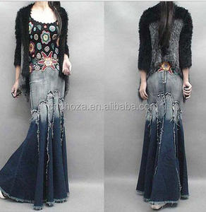 Z57451B Modo del commercio all'ingrosso lungo del <span class=keywords><strong>denim</strong></span> gonne gonna jeans dei jeans per le donne - Product Image 2