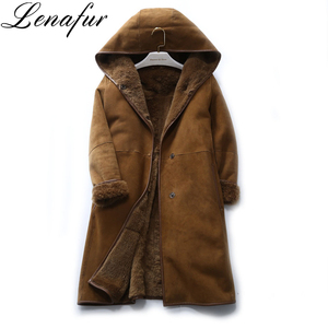 5 Formati <span class=keywords><strong>Cammello</strong></span> Cachi Blu Navy <span class=keywords><strong>Lungo</strong></span> Caldo Pelle Di Pecora Double Face In Pelle Shearling Pelliccia di Lana <span class=keywords><strong>Cappotto</strong></span> con Cappuccio Per Le Donne - Product Image 2