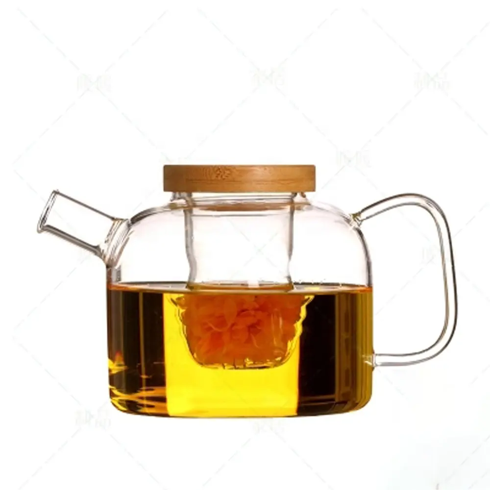 Yeni stil çaydanlıklar Modern cam çay infüzyon bambu kapaklı