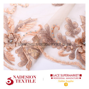 100% polyester africaine george tissu avec des pierres pêche - Product Image 2