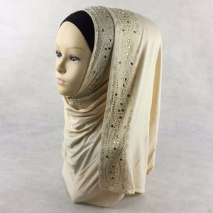 <span class=keywords><strong>Hijab</strong></span>スクエアラインストーンスパンコールイスラム教徒ジャージーヒジャブ女性 - Product Image 6