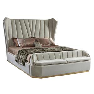 <span class=keywords><strong>Letto</strong></span> King Size Post-Moderno in Vera Pelle e Acciaio Inossidabile <span class=keywords><strong>con</strong></span> Grande Testiera di Lusso, Design Italiano di <span class=keywords><strong>Alta</strong></span> Qualità per Camera da <span class=keywords><strong>Letto</strong></span> - Product Image 2