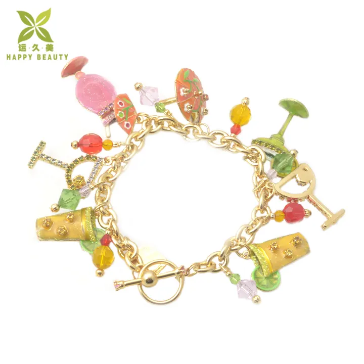 Women bracelet beach jewelry diy colorful bangle bracelet with many charms