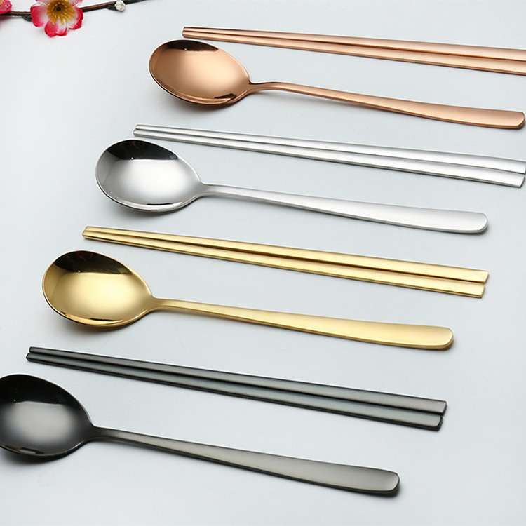 Thép Không Gỉ Hàn Quốc Flatware Spoon Fork Đũa Bộ Dao Kéo