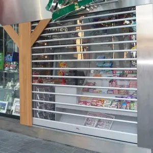Polycarbonate Roll Up Door Cheap Transparent Plastic Rolling Up Door For Commercial Shop Store Automatic Aluminum Clear PVC Roller Shutter Doors