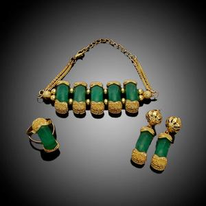 <span class=keywords><strong>Gioielli</strong></span> alla Moda, Collana Placcata Oro 24k Stile Dubai, Set di <span class=keywords><strong>Gioielli</strong></span> con Corallo Verde Naturale - Product Image 4