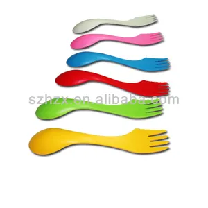 colorful reuseful ABS bulk plastic 2in1 fork cum spoon