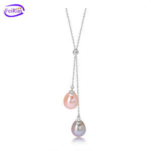 <span class=keywords><strong>Collana</strong></span> con Pendente a Goccia in Argento Sterling 925 con Perla d'Acqua Dolce Naturale Coltivata Autentica - Product Image 1