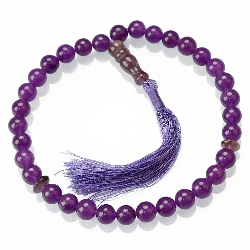 חם למכור מוסלמי Tasbih צמיד, האיסלאם תפילת חרוזים צמיד, אמטיסט צמיד עם סגול-מעוטר גדילים