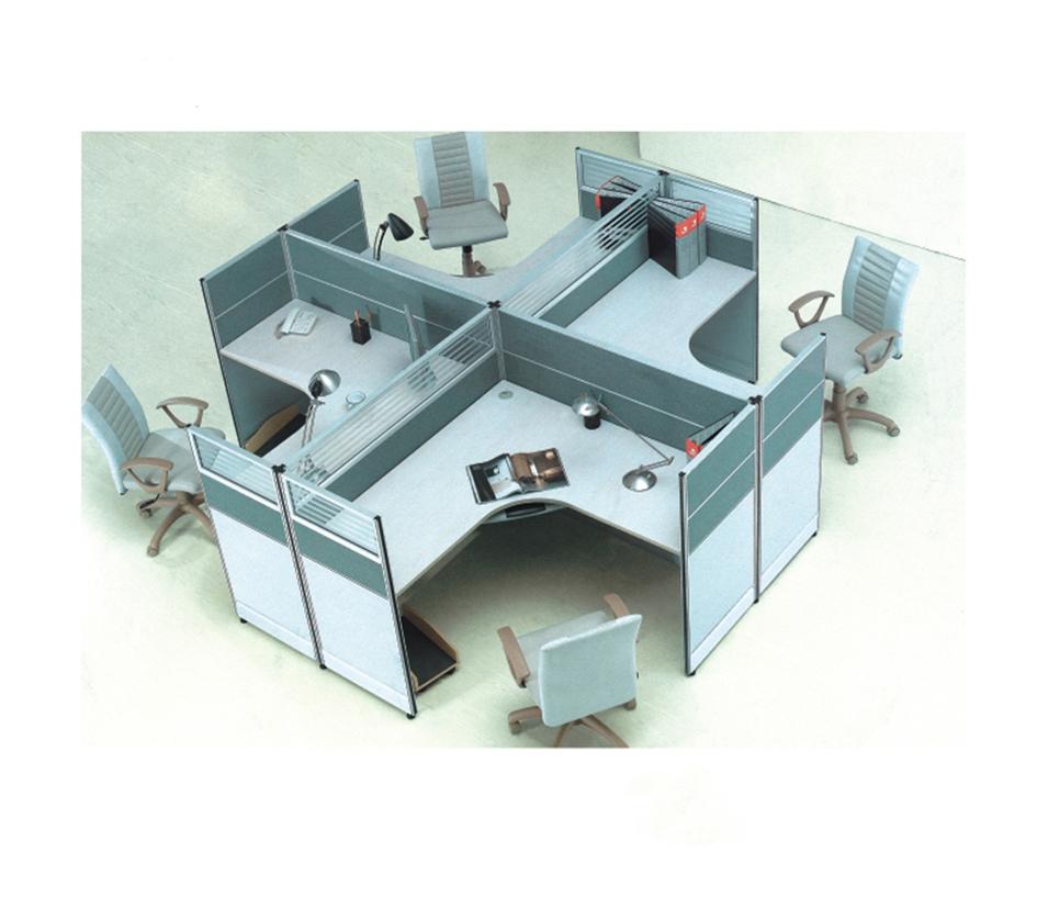 Qualité supérieure modulaire poste de travail de bureau pour 4 personnes avec Haute cloisons