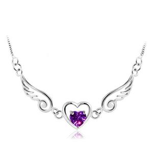 Collana con ali d'angelo placcate in platino e collana con ciondolo a forma di cuore - Product Image 1