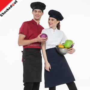 Dernières manches courtes retour maille vêtements <span class=keywords><strong>de</strong></span> tissu conception single-breasted chef <span class=keywords><strong>cuisinier</strong></span> uniforme - Product Image 4
