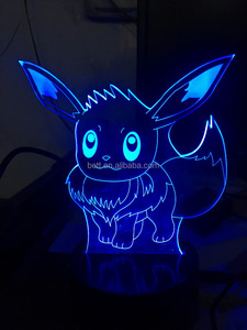 Pokemon Go eevee diseño 3D LED ilusión óptica lámpara gota 3D noche luz para niños Decoración - Product Image 2