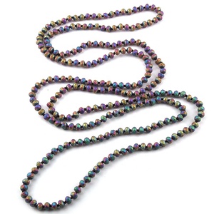 <strong>Fashion</strong> Cute 145-150cm Long Knotted 29 <strong>Color</strong> Women <strong>Necklace</strong> Mini 6mm Crystal Glass Beads <strong>Necklace</strong>