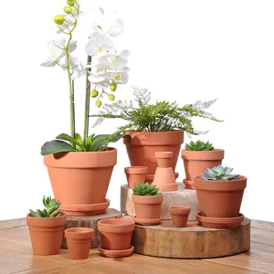 Wholesale cheap mexican clay bonsai pots italain garden plain terracotta pots with saucer