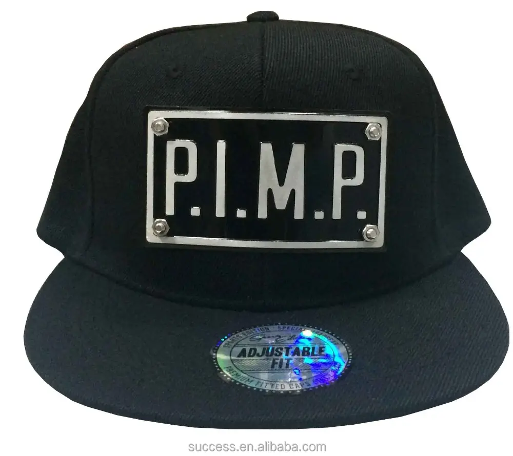 Custom Metal Plate Logo Mens Snapbacks Black Adjustable Snapback Hat