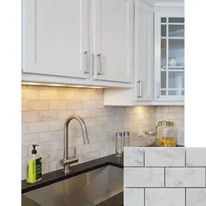 ขายส่งจีนธรรมชาติสีขาวหินอ่อนโมเสคครัว Backsplash กระเบื้องโมเสค