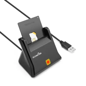 Rocketek, precio de fábrica, lector de tarjetas de identificación inteligente USB 2,0 portátil con cable USB