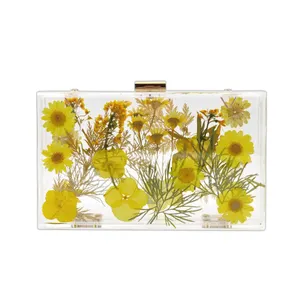 New Fresh Japanese Version Transparent Clip Flower Evening Bag Customized Women Bags And Clutches