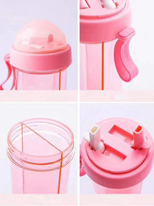 Vendita calda 600ml tazza di plastica con manico portatile, <span class=keywords><strong>due</strong></span> divisori sezione tazza da viaggio <span class=keywords><strong>per</strong></span> caffè, bere succo e bottiglia d'acqua - Product Image 2