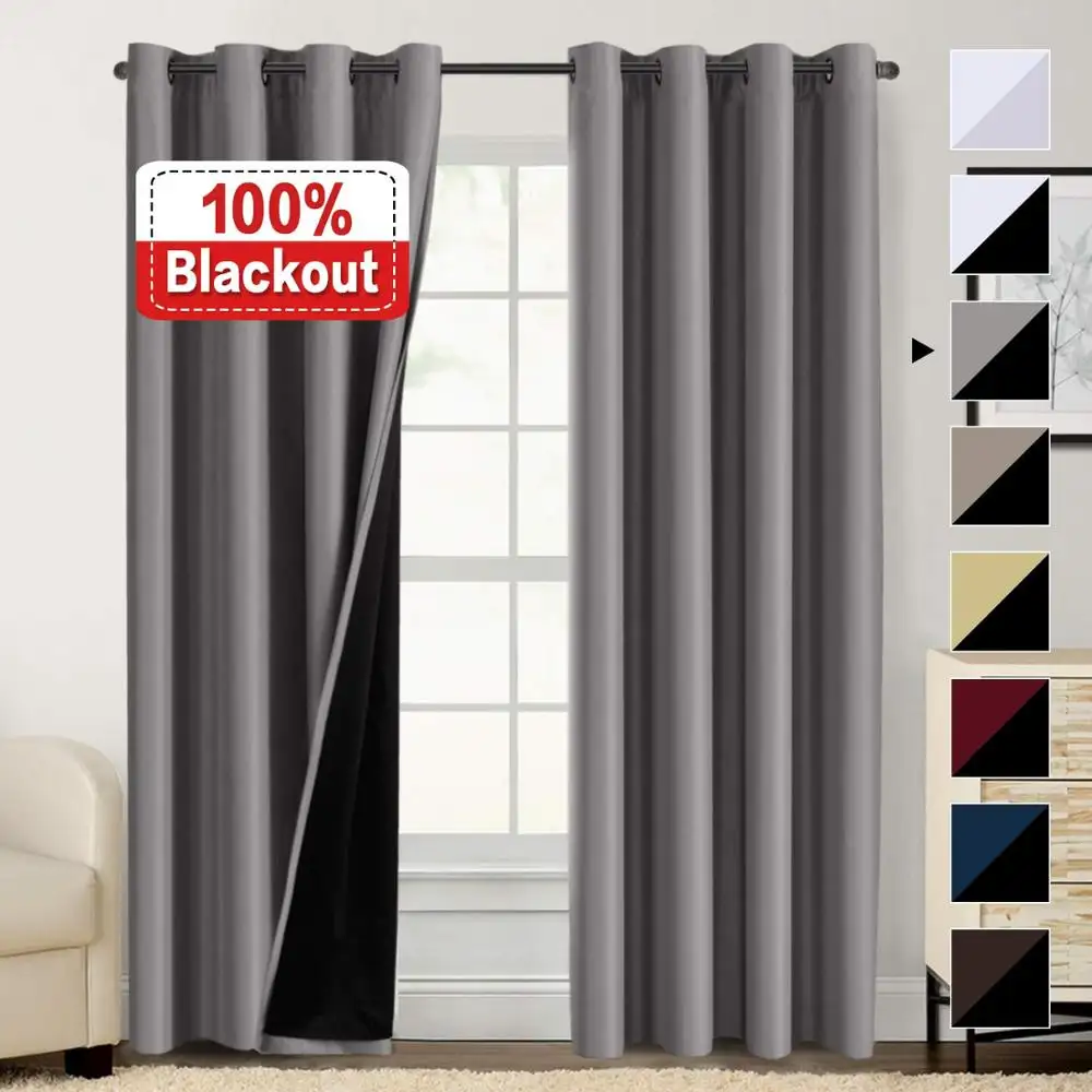 100% Blackout Vorhänge für Schlafzimmer, Thermische Isolierte Ausgekleidet Vorhänge 84 Zoll Doppel Schicht Vorhang, Energie Saving Vorhang