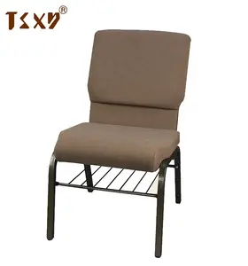 Auditorium Red Interlock Stacking Church Chair For Free Used Metal Factory Wholesale Metal Fabric Burgundy Color