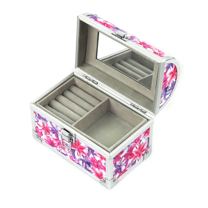 Scatola cosmetica di bellezza portatile con vassoio all'interno di trucchi professionali organizer per gioielli custodia vanity