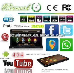DM7835 7 "2 Din HD DVD do carro Tablet PC WiFi 3G Android 4.0 PAD