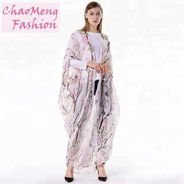 1610 # Gratis Ukuran Putih Cardigan Floral Desain Baju Muslim Model Kebaya Etnik Modern Abaya 2018 Baru