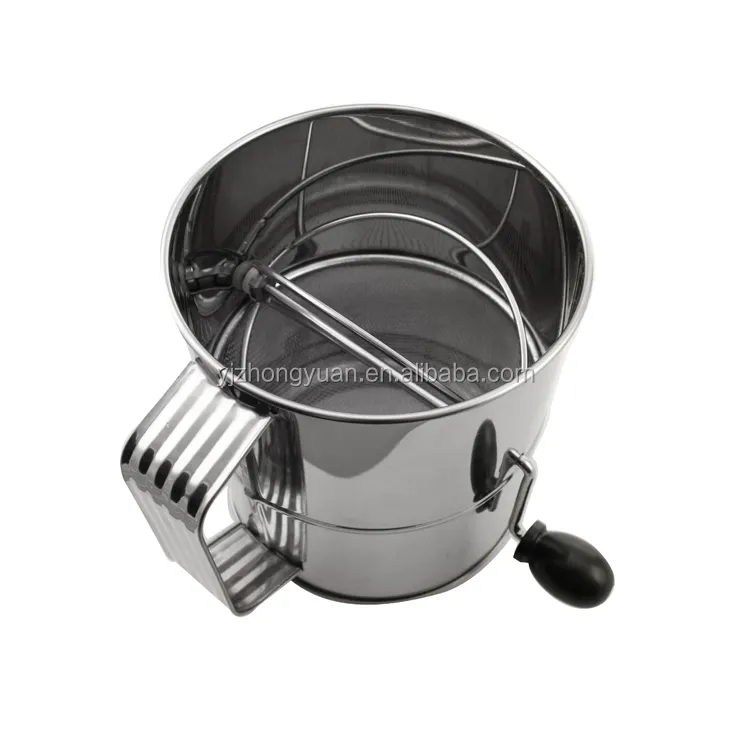 Good Use Bakeware Tools Professional 8 Cup Hand Crank Baking Tools Stainless Steel Flour Sifter