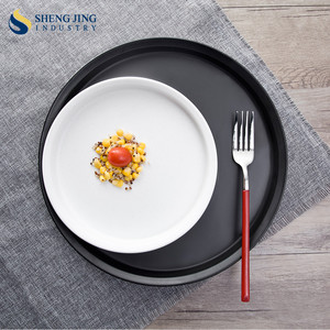 Logotipo personalizado Plana Vajilla de Porcelana Fina de Pizza Placa de Copo de Nieve de Color <span class=keywords><strong>Blanco</strong></span> Puro - Product Image 1