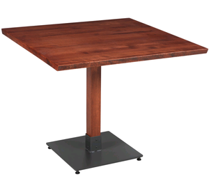 Moderno tavolo da pranzo quadrato con mobili ristorante in legno massello per alberghi mobili in legno contemporaneo in legno accenti metallici - Product Image 1