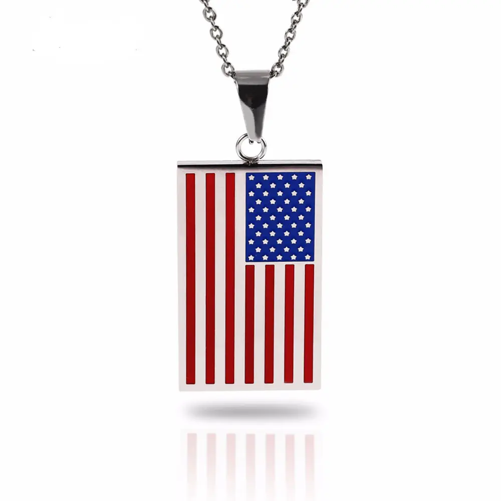 도매 American Flag USA Patriot 자유를 별 Stainless Steel 개 hl 태그와 펜 던 트 Necklace 대 한 Men Women