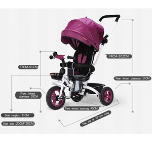 Bebé triciclo 1-5 años con cubierta plegable metal niños tricycl - Product Image 6