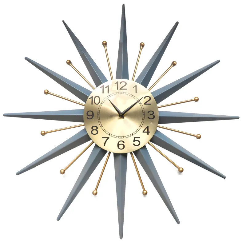 Dekoratif güneş şekli metal duvar saati