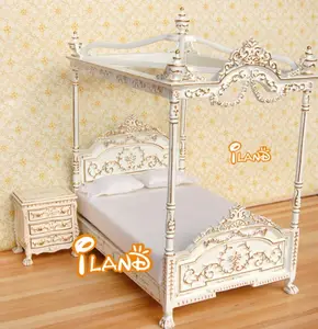 Iland Miniaturen Limited Edition Poppenhuisminiaturen Slaapkamer Woodwn Meubels Bed En Nacht Tafel JB003 + JB0031