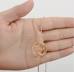 Moda 2015 oro rosa collar Mothe y sus hijas son registrado en <span class=keywords><strong>el</strong></span> corazón collar collar de doble corazón con palabras grabado - Product Image 6