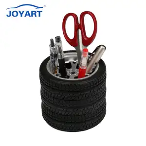 Promotion use Premium Black tire shape desk decoration Stationery Organizer pen pencil holder