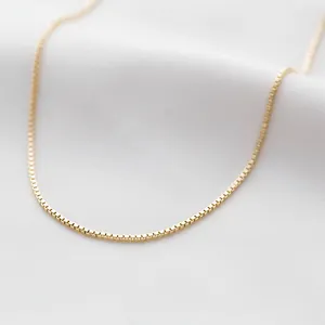 Design Jewelries 14k Gold Filled Shimmery Chain Necklace Delicate Box Chain Necklace Minimal Jewelry Gold Chain