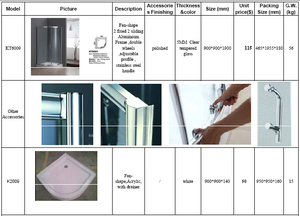 Mampara de Ducha Esquinera KMRY con Puerta Corredera de <span class=keywords><strong>Vidrio</strong></span> Templado Transparente y Pulido, Cabina de Ducha Completa - Product Image 5