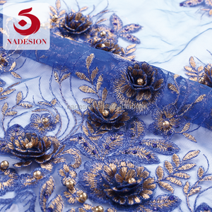 Alta calidad 2017 nigeriano encaje 3D flor applique 3D flor/<span class=keywords><strong>3</strong></span> D rebordeó la tela del cordón del bordado - Product Image 3