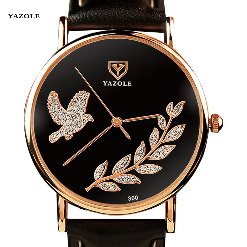 YAZOLE D 360 Luxury Delicate Leather Women Classic Design Wrist Watch Waterproof Ladies Custom OEM Watches Wholesale